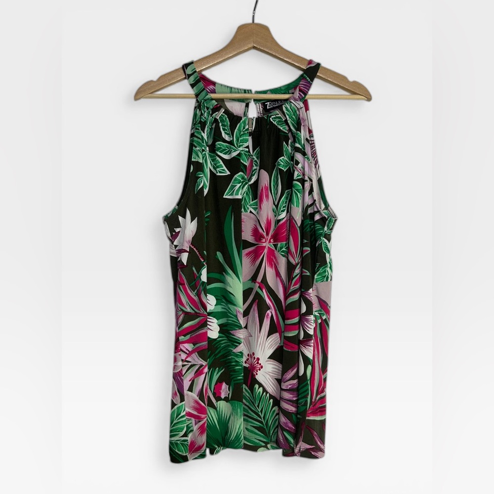 5 for $25🔥7th Avenue Design Studio Sleeveless Tropical Floral Blouse Large